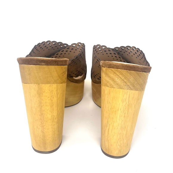 VERONICA BEARD Gaynor Scalloped Suede Platform Sandals Heels in Hazelwood BNIB - Picture 7 of 11